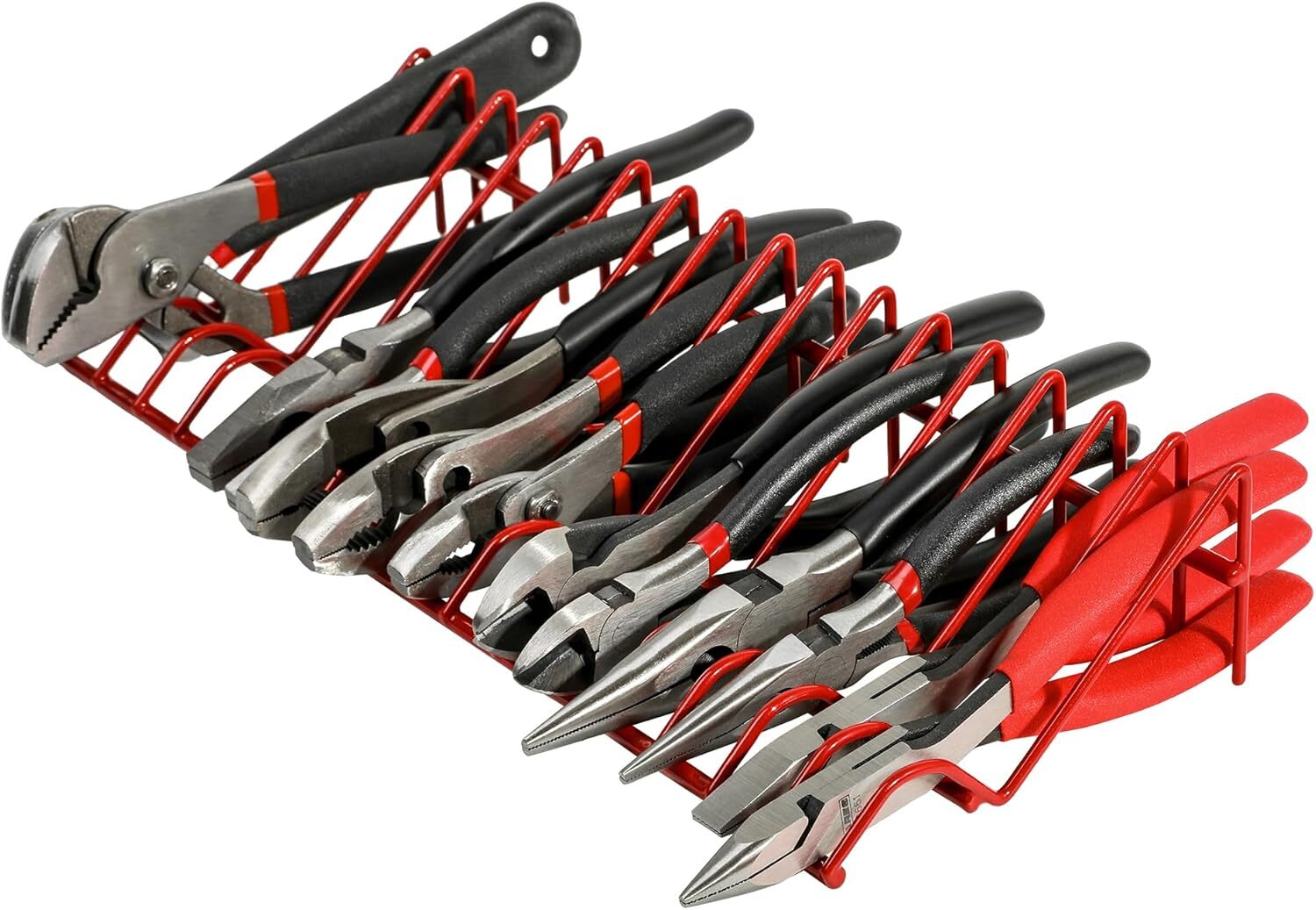 Red 16-Slot Plier Rack - Keep Pliers Organized in Tool Drawer - 3/4-Inch Slots