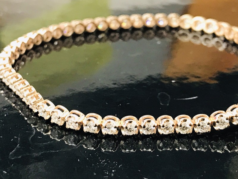  14k Rose gold diamond tennis bracelet  Diamond Bracelet 3.02 ct