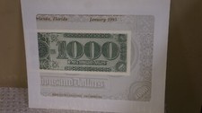 1993 FUN BEP SOUVENIR CARD B 165 BACK 1890 $1000 TN 8 X 10