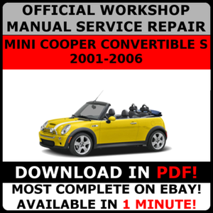 Official Workshop Repair Manual For Mini Cooper Convertible S 2001 2006 Ebay