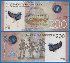 Nicaragua 200 Cordobas P 213 2014 (2015) UNC  Polymer