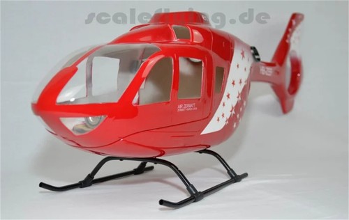 450 EC-135 Air Zermatt helicópteros de radiocontrol fuselaje prepintado pintura roja blanca - Imagen 4 de 6