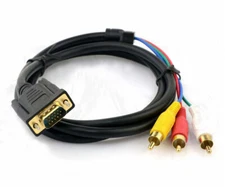 VGA to 3RCA AV Adapter Cable Component Video Converter Cord 1.5M For PC Lapto...