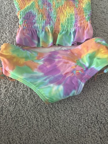 Jessica Simpson Big Girls Striped Navy 2pc Bikini Swimsuit Size 7 Retail $39 - Picture 2 of 5