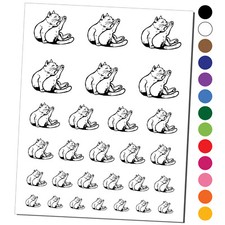 Cute Cat Grooming Leg Temporary Tattoo Water Resistant Set