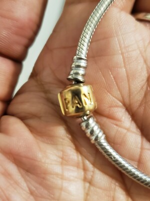 Authentic Pandora ALE 925 Bracelet With 14k Gold 585 Barrel Clasp