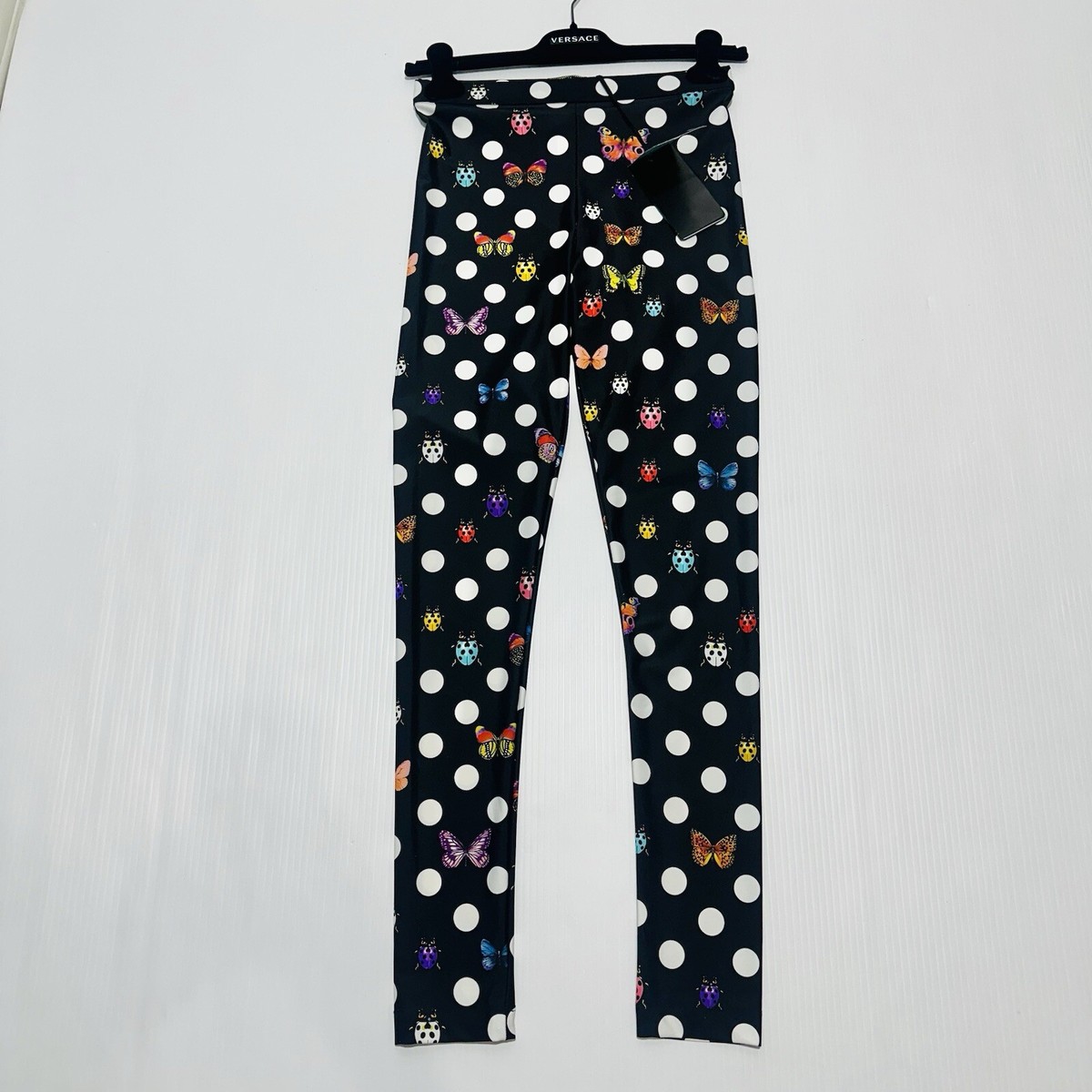 Versace X Dua Lipa Polka Dots Butterfly Print Leggings Black