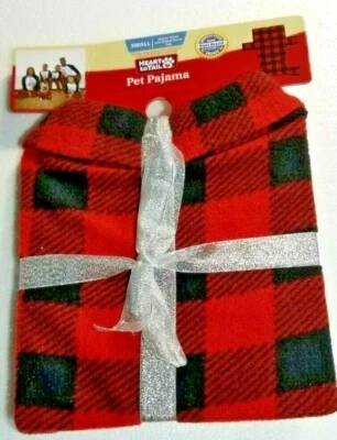 Pet Pajamas Red & Black Plaid Cozy Washable OEKO-TEX Machine Washable Size Small - Image 1 of 4