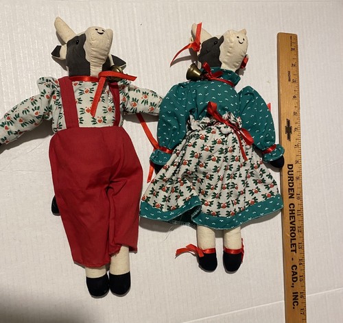Cow plush doll country couple set farmhouse stains - Picture 2 of 7