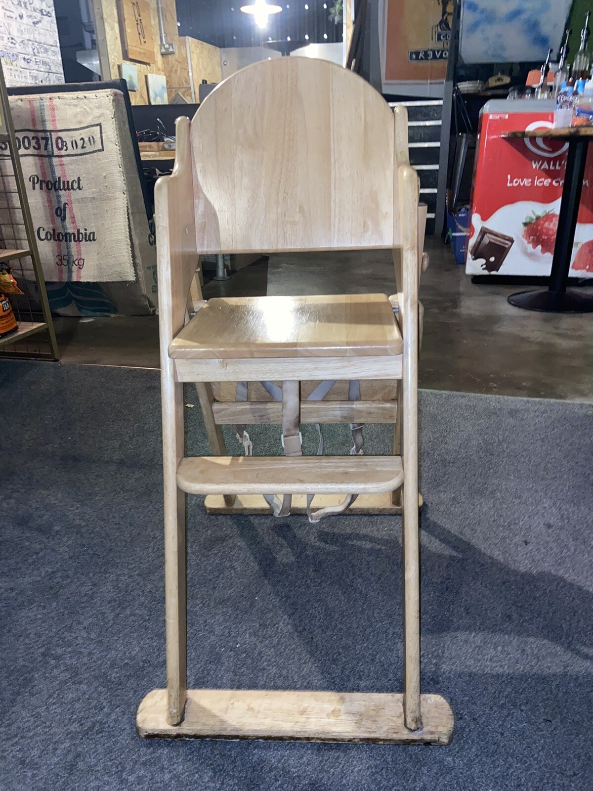 Baby Highchair Wooden Stackable Kids Infant Restaurant Cafe Pub Natural