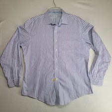 Brooks Brothers Non Iron Dress Shirt Mens XL Supima Cotton Blue Red Stripe