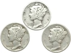 1942-P-D-S Winged Liberty Silver Mercury dime year mint set of 3 coins