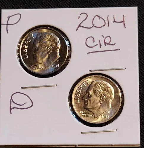 (2 Coins) 2014 P&D Roosevelt Dimes.  Awesome coins! Cir. Full of luster. MS/FT