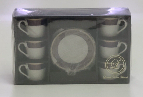 Lorren Home Trends Midnight Design 12 Piece Espresso Cup and Saucer Set - Picture 2 of 7