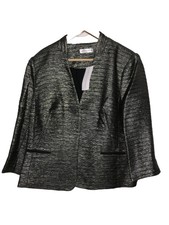 Bnwt Artigiano Black/gold Open Striped Evening Jacket (size 20) A-a-24/l-26 In