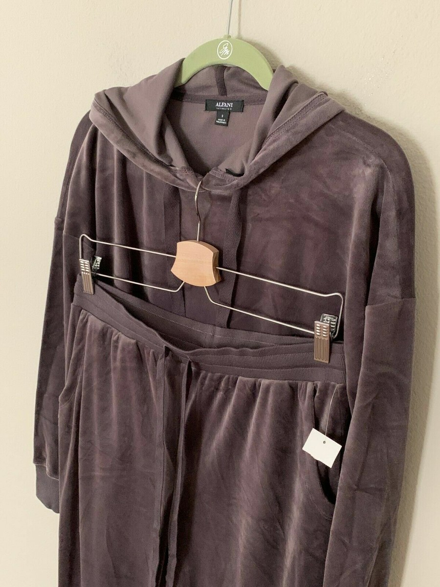 NWT! Alfani Sz XS Velour Hoodie u0026amp; Jogger 2pcs Pajama Lounge Set Grey  Taupe | eBay