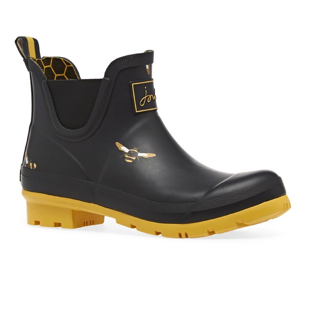 Wellington Boots - Black Metallic/Bees 