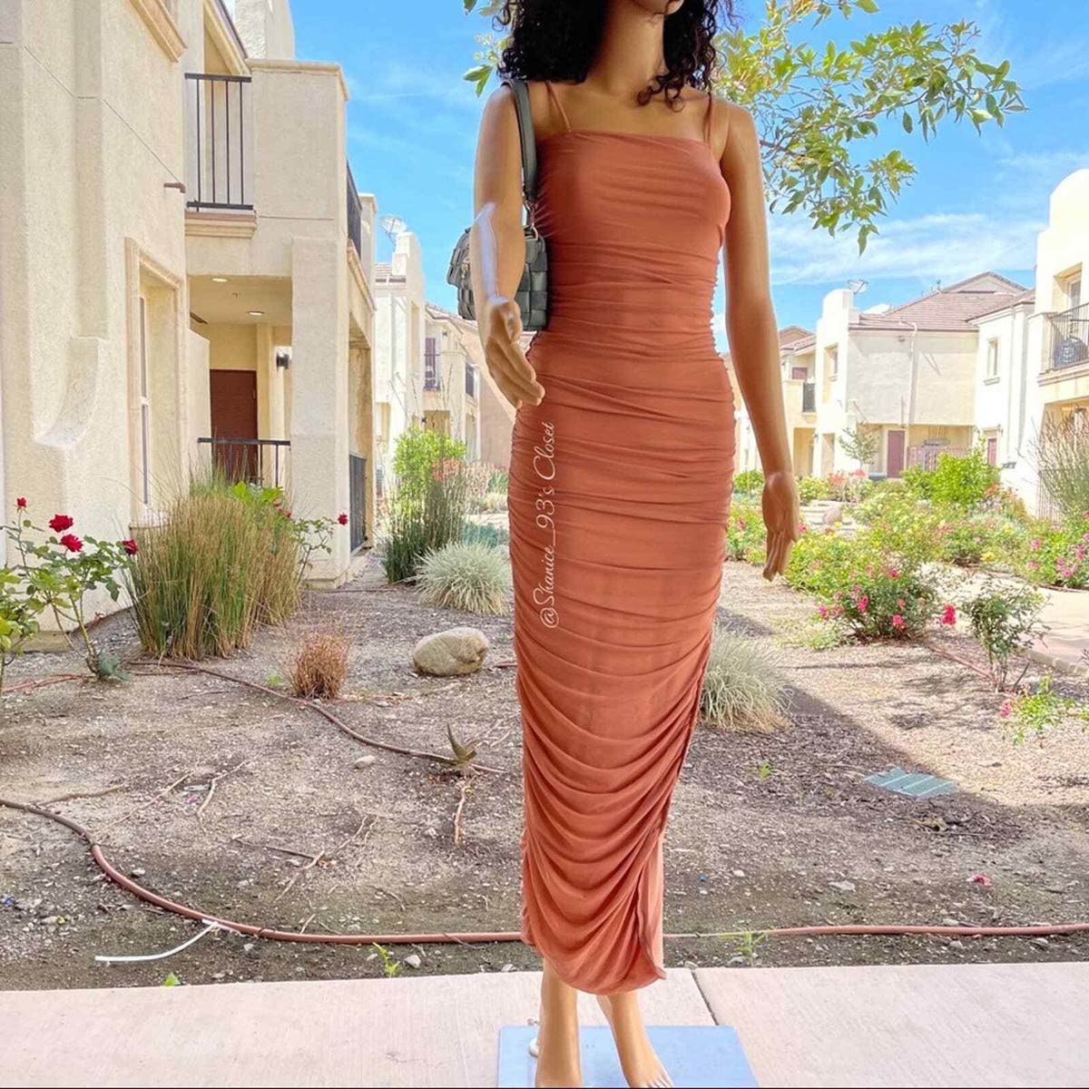 NEW NBD Natasha Maxi Dress in Mocha/Mauve Size L | eBay