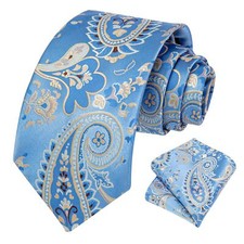 Paisley Wedding Tie Handkerchief Woven Classic Men's Necktie Pocket Square ...