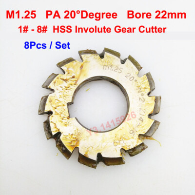 8 Stks/set HSS M1.5 Boring 22mm 20 ° Graden #1-8 Schuine Involute Gear Cutter Module 1.5