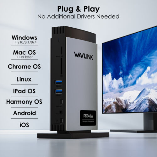 USB C Docking Station Triple Display 140W PD3.1 10G USB-C 2x8K HDMI 8K DP RJ45 - Picture 8 of 12