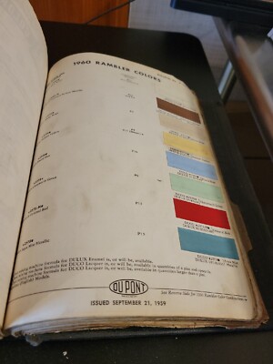 1960 DUPONT DUCO DULUX RAMBLER COLORS PAINT CHIP SWATCH SHEET BULLETIN NO 2 