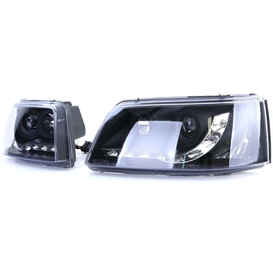 Faro proiettore con luce diurna a LED ottica nero per VW Transporter Bus T5 03-09 - Immagine 4 di 4