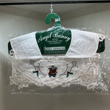 Daisy Kingdom Vintage Angel Bunny Embroidered Collar White NOS 24105