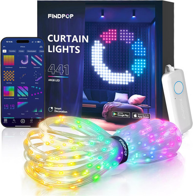 AI Smart Curtain Lights, 441 Leds Indoor Color Changing Lights, Music Sync Dynam