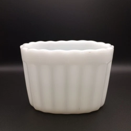 Vtg 1960's Milk Glass Oval Shaped Vase Stamped VASE-MATE Vertical Ribbing