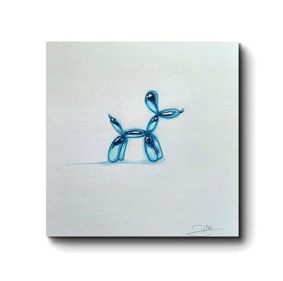 original BallonDog painting  Alcohol Marker Artwork    22.5 x 21 cm not a print 