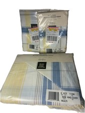 Eddie Bauer King Duvet Cover Pillow Cotton Reversible Picnic Plaid Stripes NEW