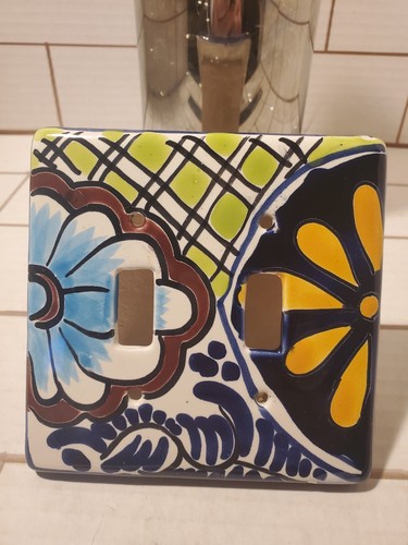 Talavera Mexico Folk Art 2 Toggle Switch Double Plate Cover Handmade Authentic! - Picture 4 of 15