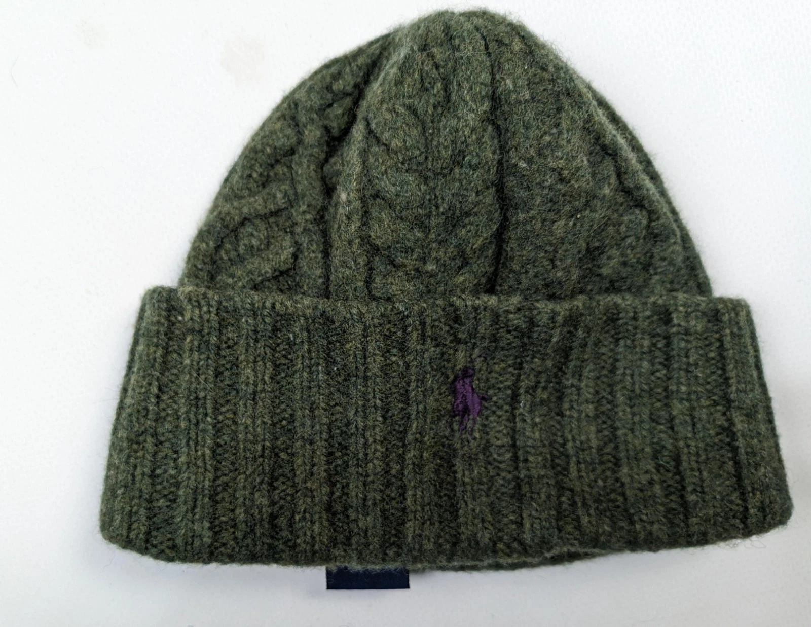 Polo Ralph Lauren 100% Lambs Wool Knit Beanie Hat Toddler 2-4T Green Purple Pony