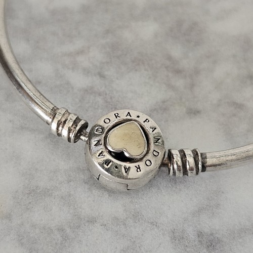 Pandora You Are So Loved Enamel Loving Heart Silver Bangle 17cm 590746 Free Post - Picture 10 of 18