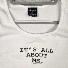 David & Goliath Tank Top Womens XL White It's All About Me Slogan Graphic