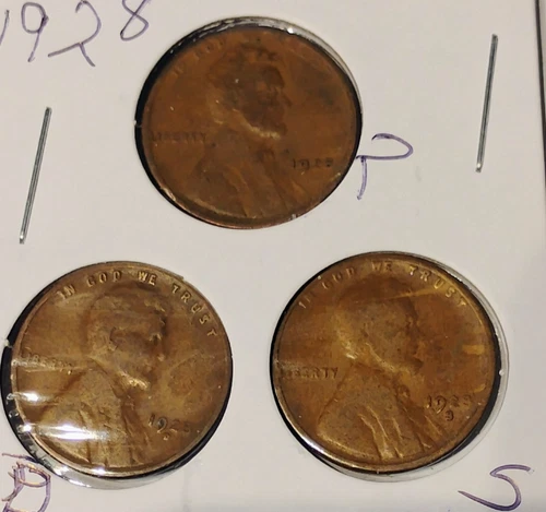 1928 P, D, & S Lincoln Wheat Penny,  Fine Condition