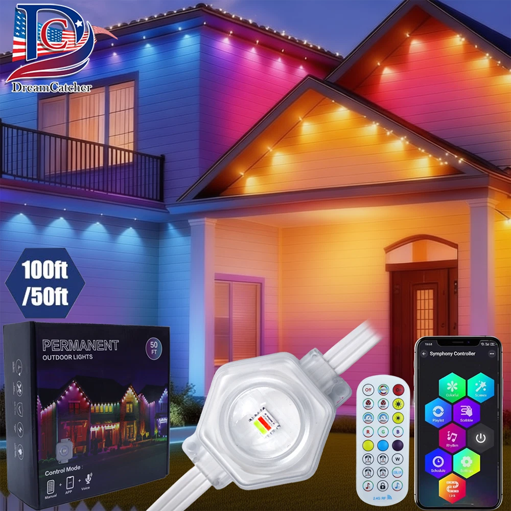 Permanent Outdoor Lights Waterproof RGB Eaves Lighting Holiday Party House Decor
Opens in a new wind