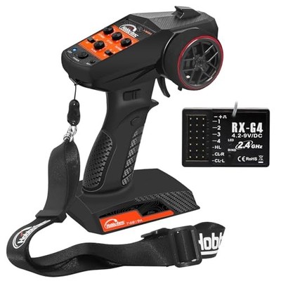  RC Radio System 4CH 2.4G RC Transmitter with Receiver and Black & Orange