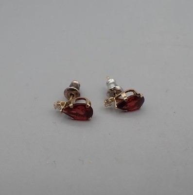 Vintage 10K Gelbgold JACMEL Mauritius jcm Granat Diamant Ohrringe Birne Tropfen