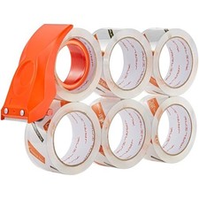 6 Rolls Packing Tape Shipping Packaging Box Sealing Tape w/Refillable Dispenser.