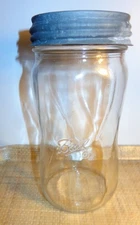 Ball QUART WIDE MOUTH Elite Spiral Clear Glass Canning Jar with VINTAGE Zinc Lid