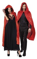Cape Dawn Rot 170Cm Damen Herren KostüM Umhang Mit Kapuze Halloween Fasching Neu