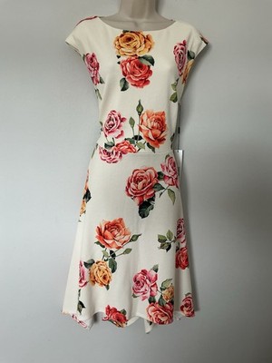 BNWT Roman Hanky Hem Print Dress Ivory Size 18