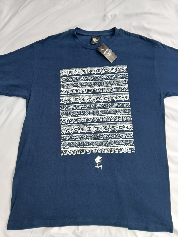 Stussy Stock Tshirt Aloha Navy Blue Mens Large