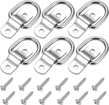 CZC AUTO 6 Pack D Ring Tie Down Anchors 1/4" Heavy 6 Pack, Stainless Steel 