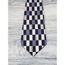 Adolfo Men's Polyester Dark Blue Geometric Neck Tie