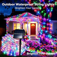 100 LED Rope Solar String Lights Outdoor Waterproof Garden Fairy Light PVC Tube