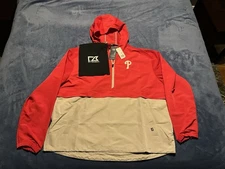 Men's Philadelphia Phillies Cutter & Buck Red Charter Eco Half-Zip Jacket Red