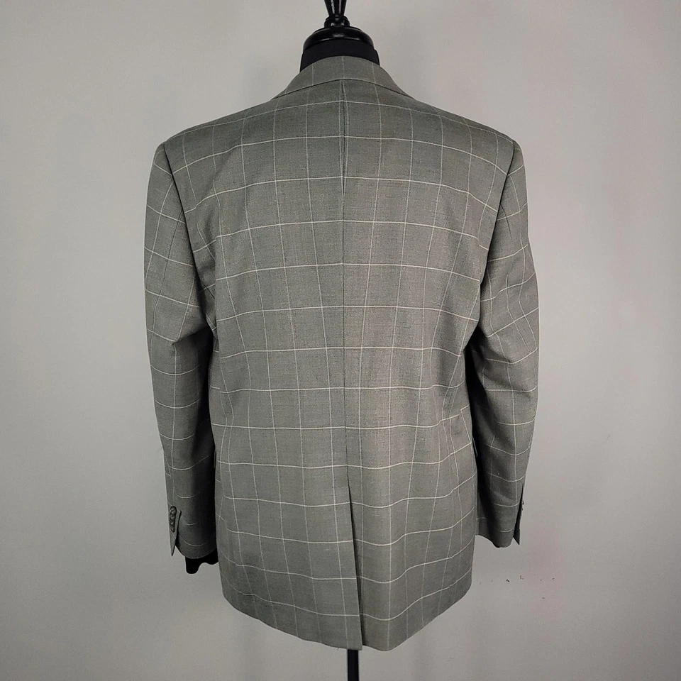 Blazer Paul Fredrick Para Hombres 42R Oliva Ventana Lana Seda Dos Botones RFM300J Foto 3 de 4